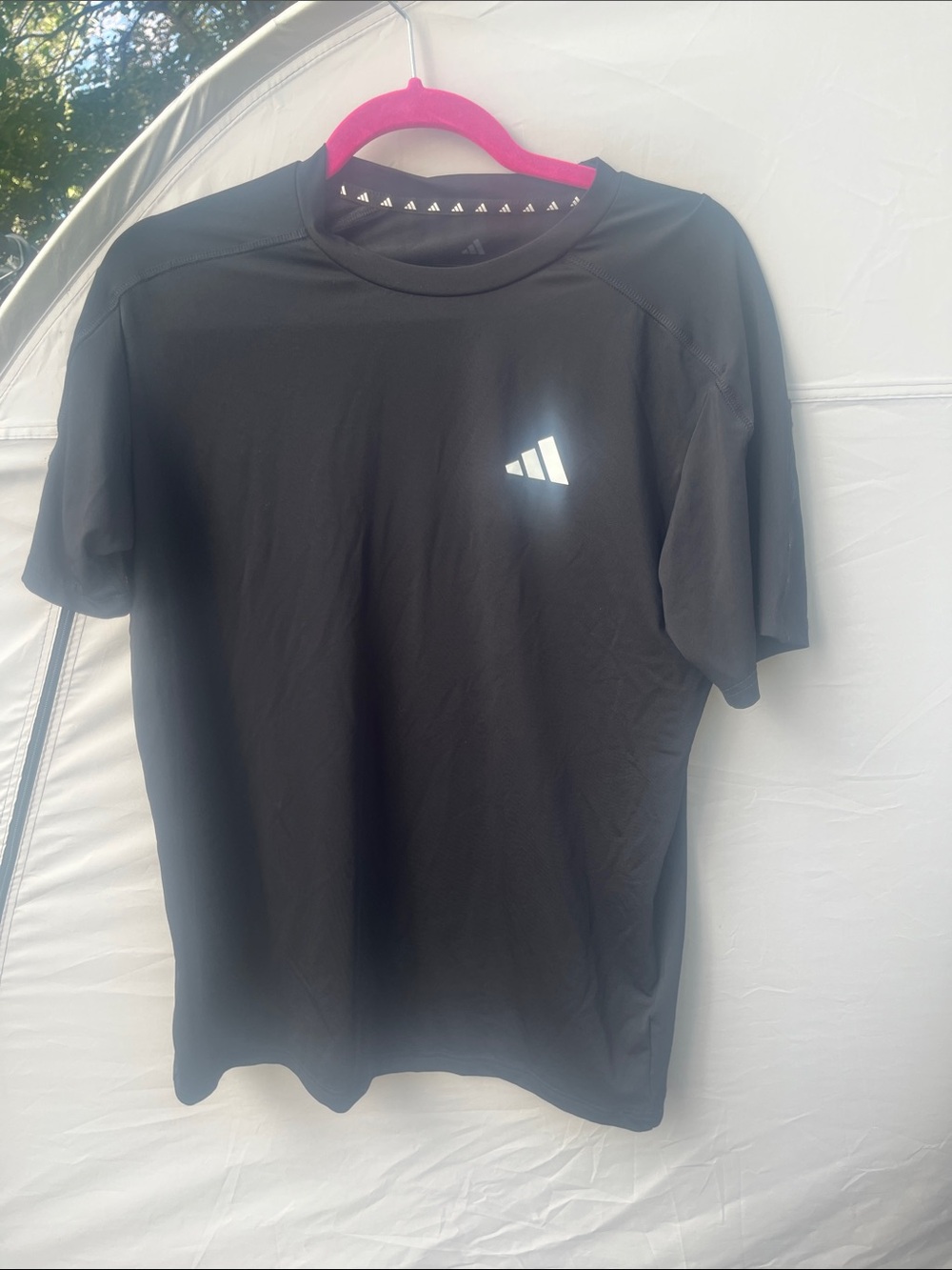 adidas Black Short-Sleeve Athletic Tee with White Logo